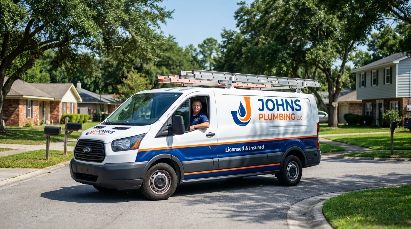 Johns Plumbing LLC service van in Neptune Beach, FL