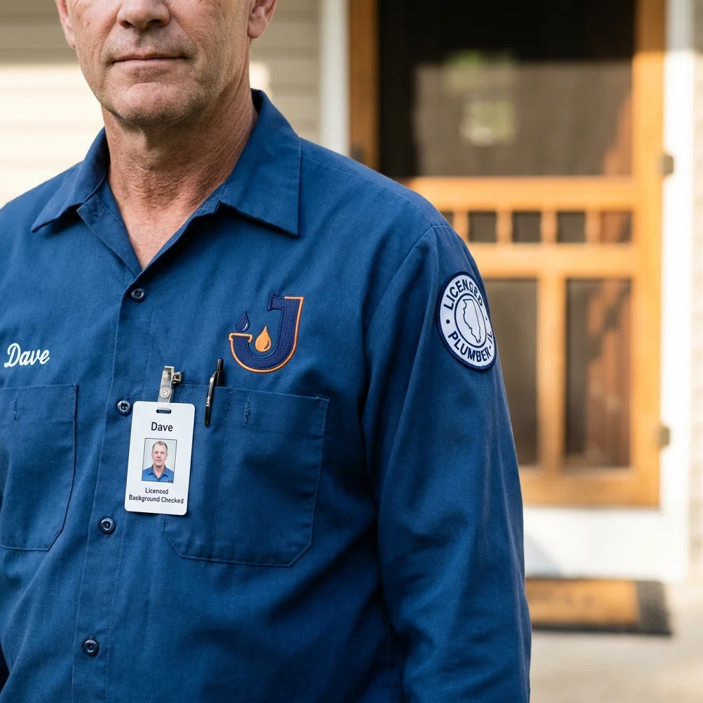 Licensed plumber showing ID badge in Neptune Beach, FL