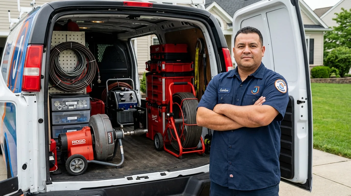 Professional drain cleaning equipment and Johns Plumbing LLC plumber in Neptune Beach