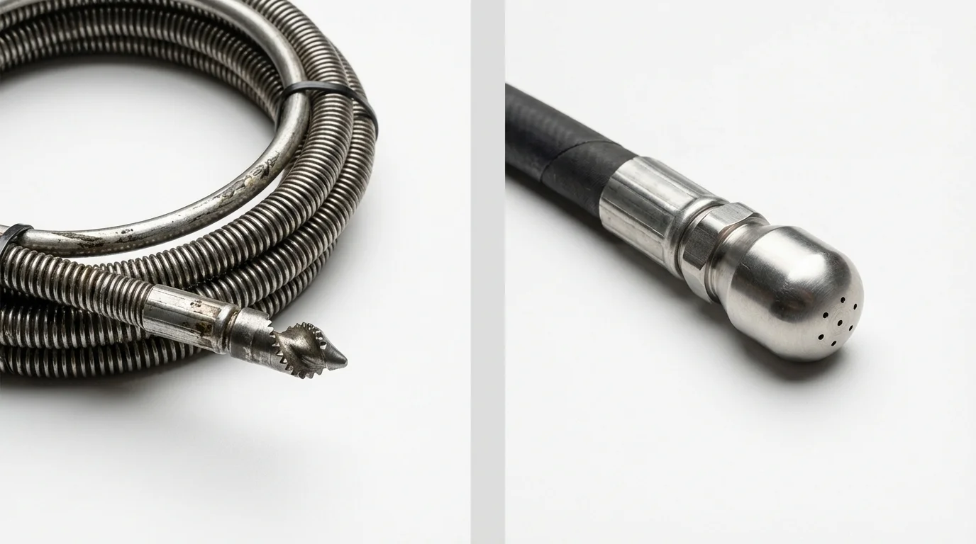 Drain snake cable and hydro jetting nozzle used for drain cleaning in Neptune Beach, FL