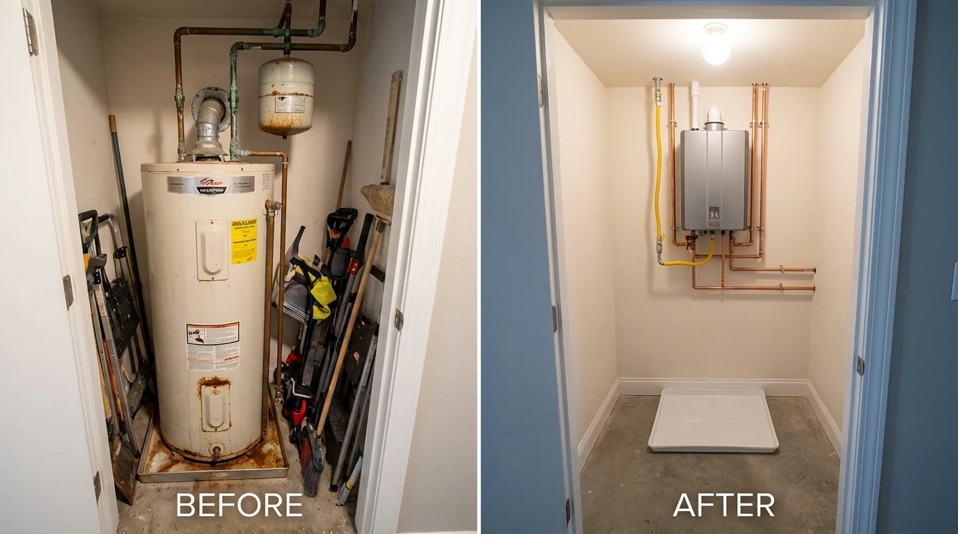 Tank water heater versus wall-mounted tankless unit comparison for Neptune Beach, FL homeowners