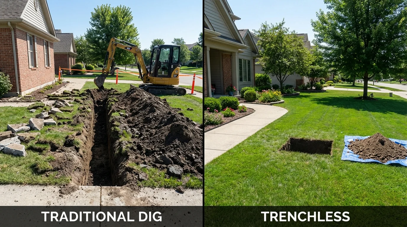 Trenchless sewer repair with minimal yard damage versus traditional excavation in Neptune Beach, FL